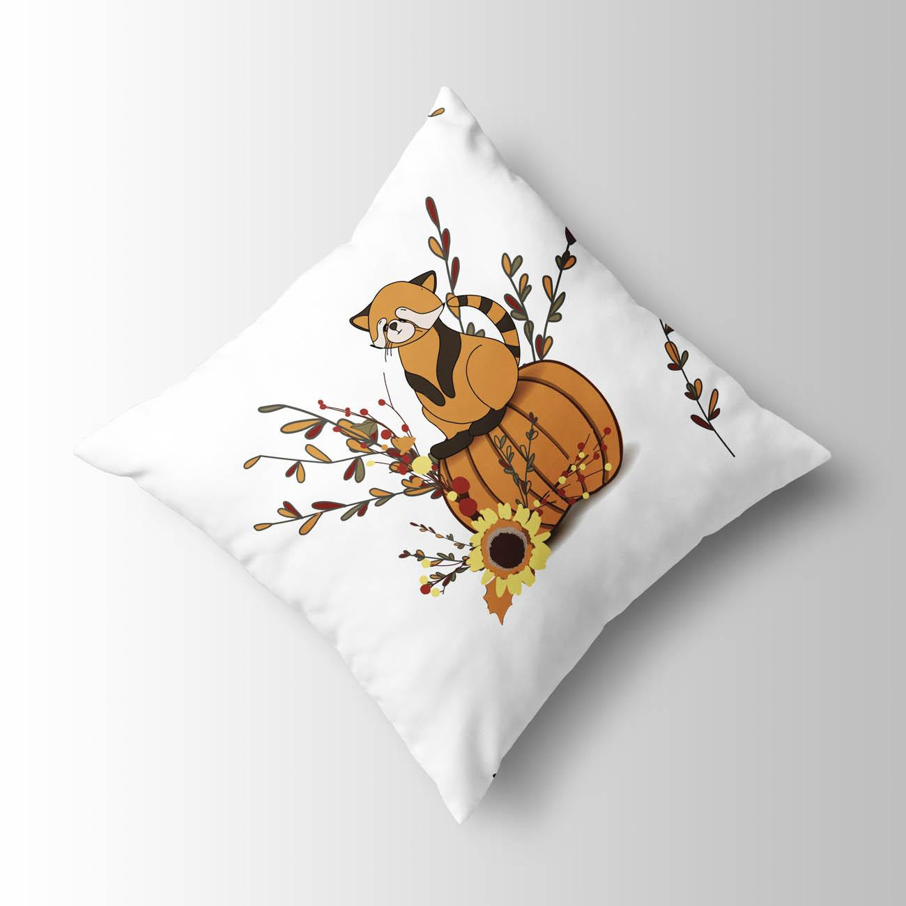 RED PANDA ON A PUMPKIN (RED PANDA’S AUTUMN)  - panel (60cm x 50cm)