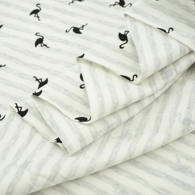 STRIPED FLAMINGOS / light grey - single jersey TE210