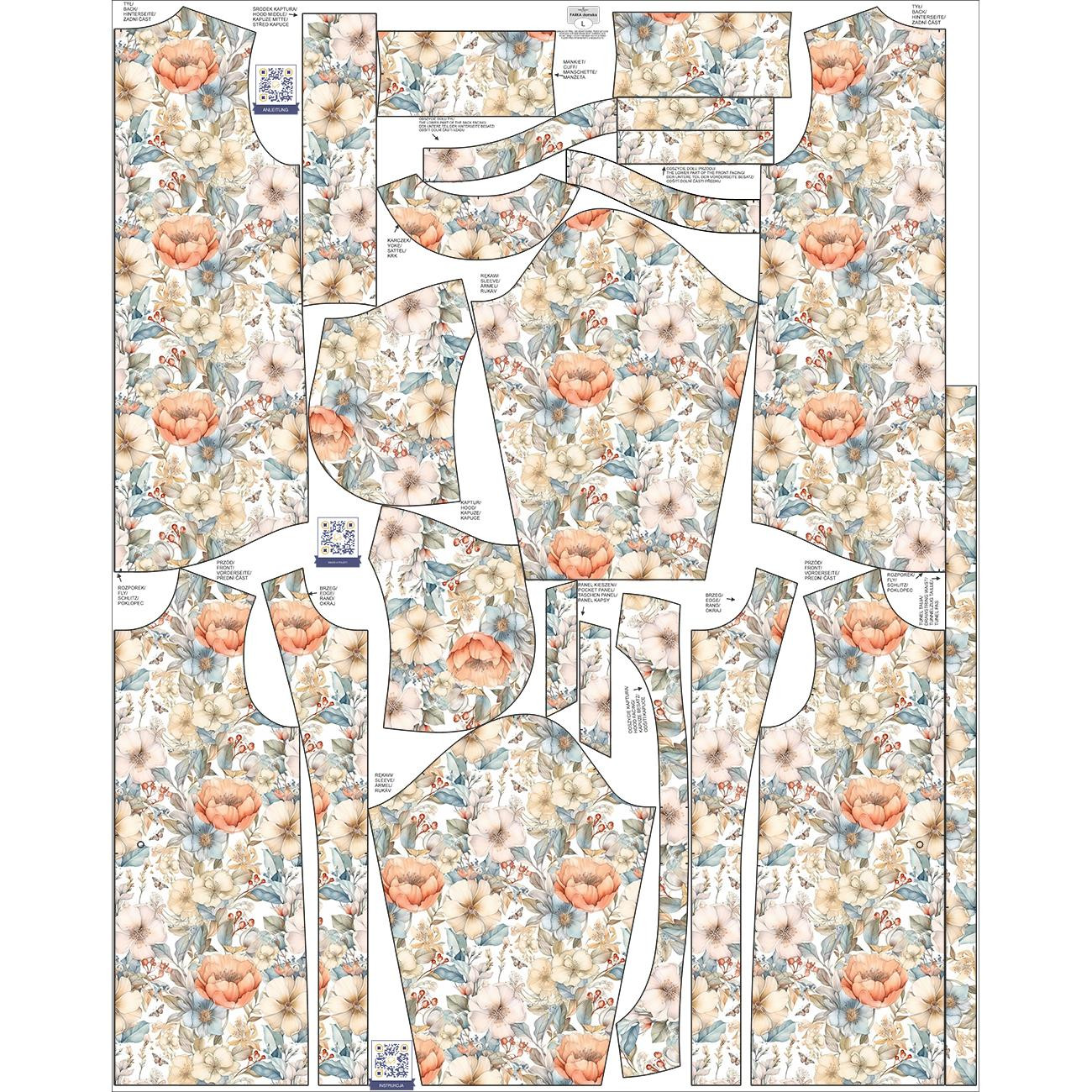 WOMEN'S PARKA (ANNA) - PASTEL FLOWERS WZ.15 - softshell