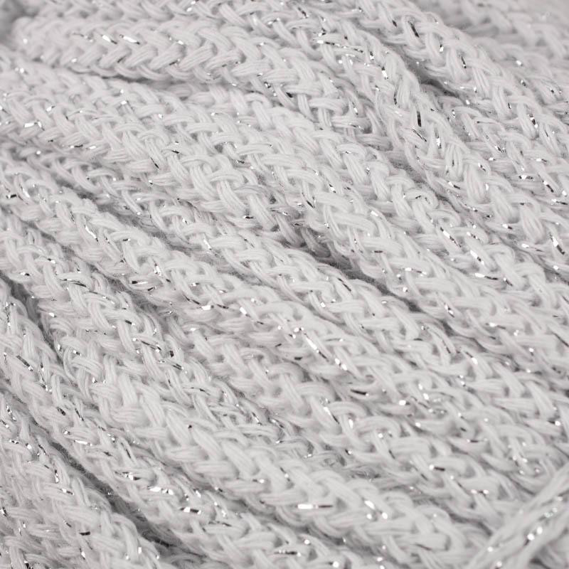 Strings cotton 5mm - white with silver thread