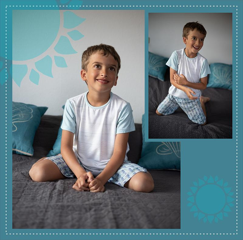 CHILDREN'S PAJAMAS "ADA" - OCEAN MIX (THE WORLD OF THE OCEAN) - sewing set