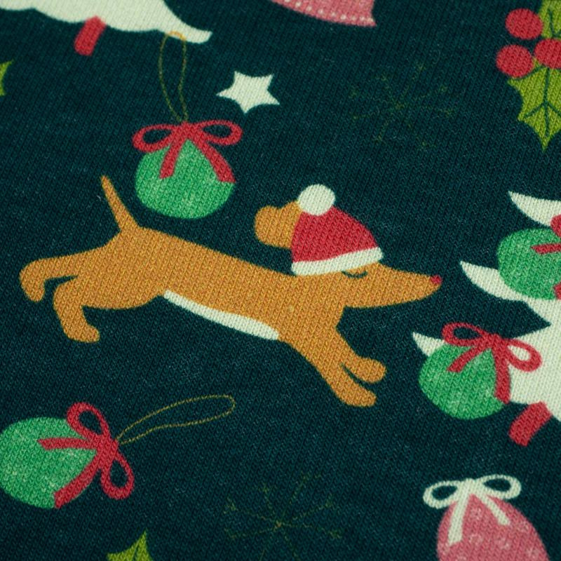 DOGS WITH CHRISTMAS TREES - thick looped knit 
