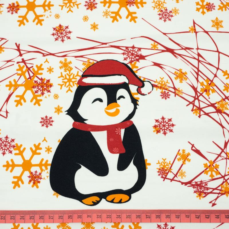 PENGUIN SANTA 2.0 / red M (50cm x 60cm) - panel single jersey TE210