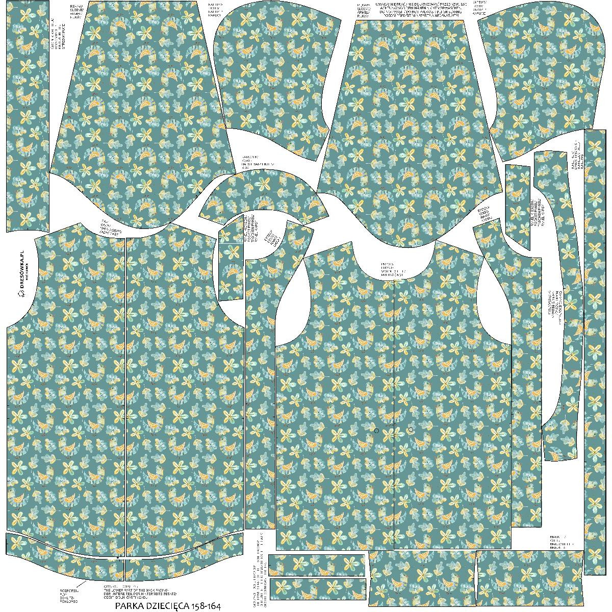 KIDS PARKA (ARIEL) - BIRDS AND LEAVES (FOREST ANIMALS) - softshell