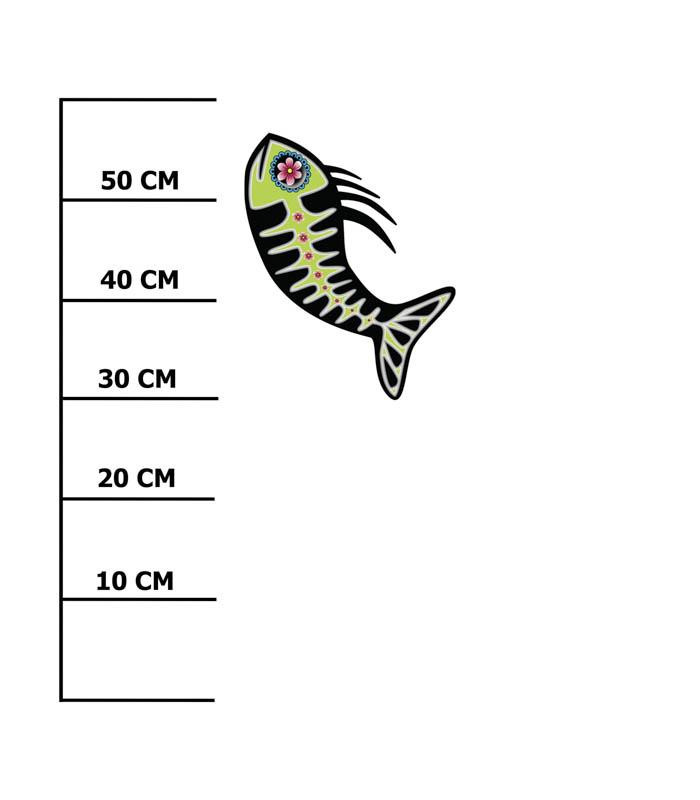 FISH BRUNO (DIA DE LOS MUERTOS) M-01 melange light grey - panel looped knit 75cm x 80cm