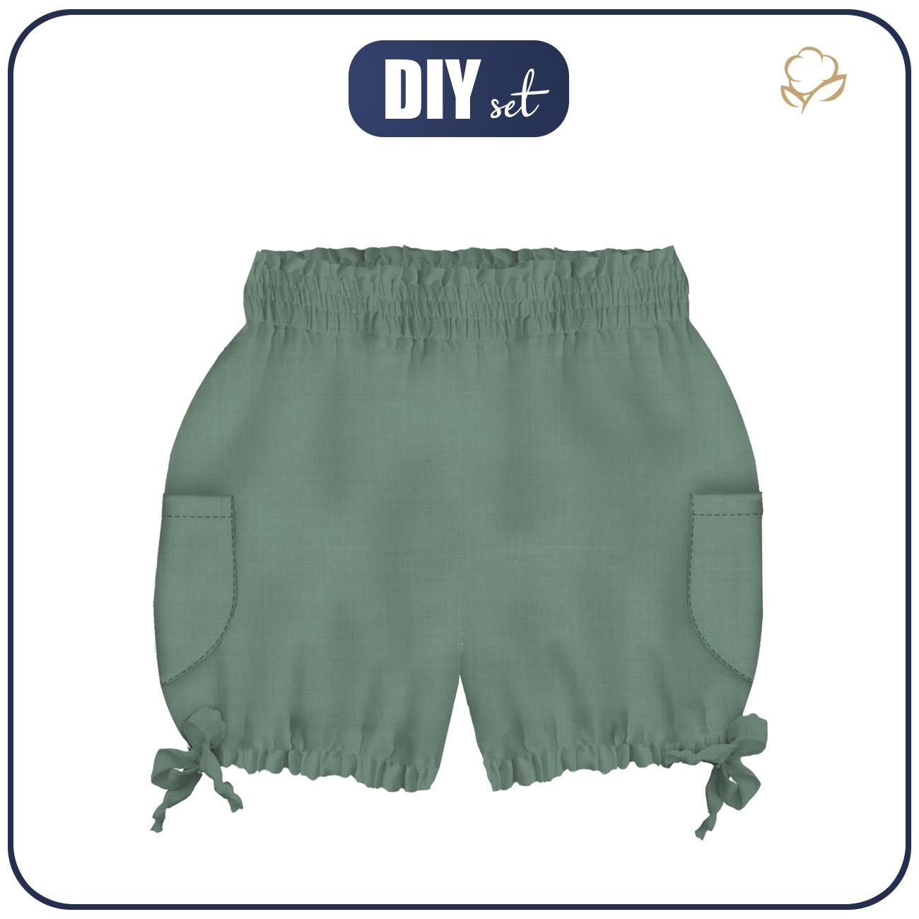 KID`S PUMPY SHORTS - SAGE - sewing set