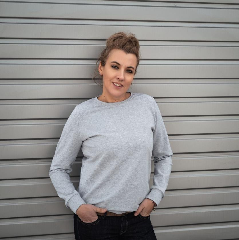 WOMEN'S SWEATSHIRT (HANA) BASIC - M-01 melange light grey - sewing set