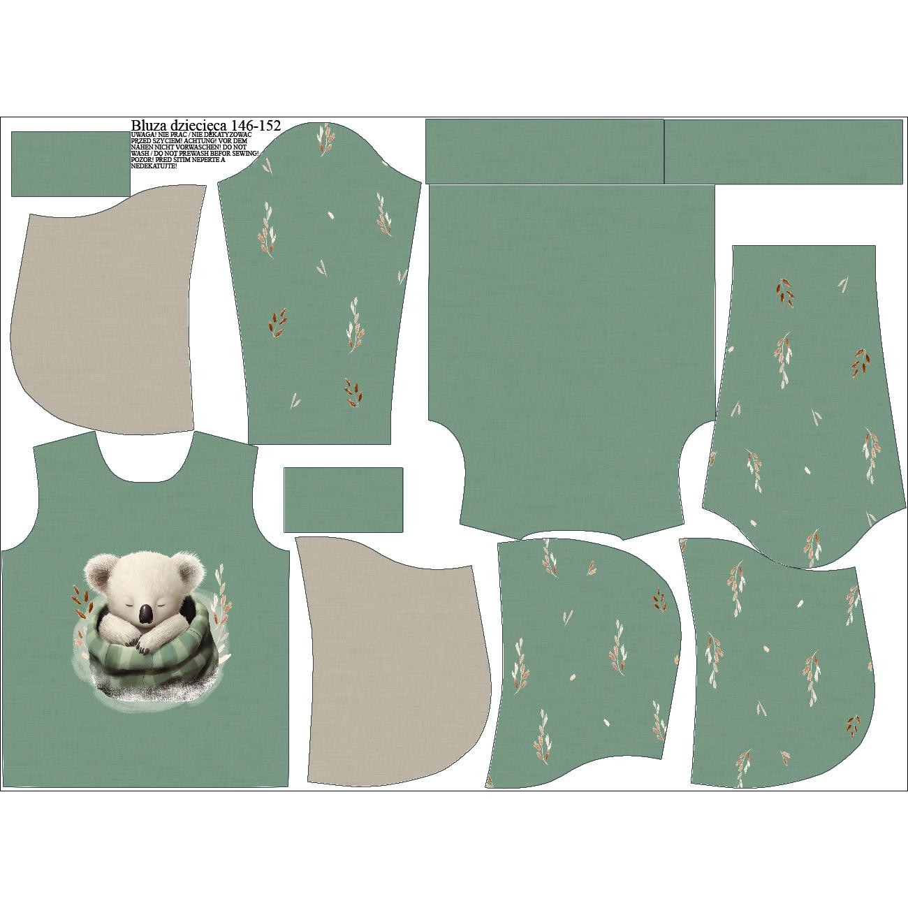 KID'S HOODIE (ALEX) - SLEEPING KOALA - sewing set