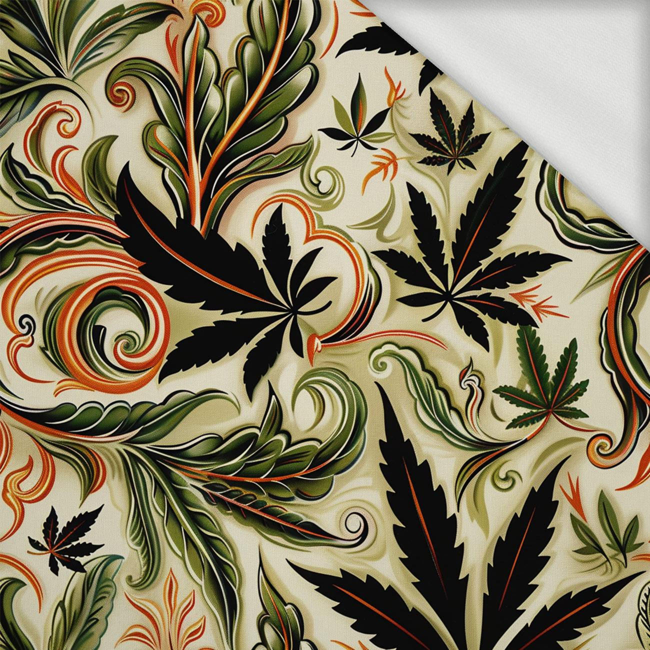 Hemp leaves WZ. 5 - looped knit fabric