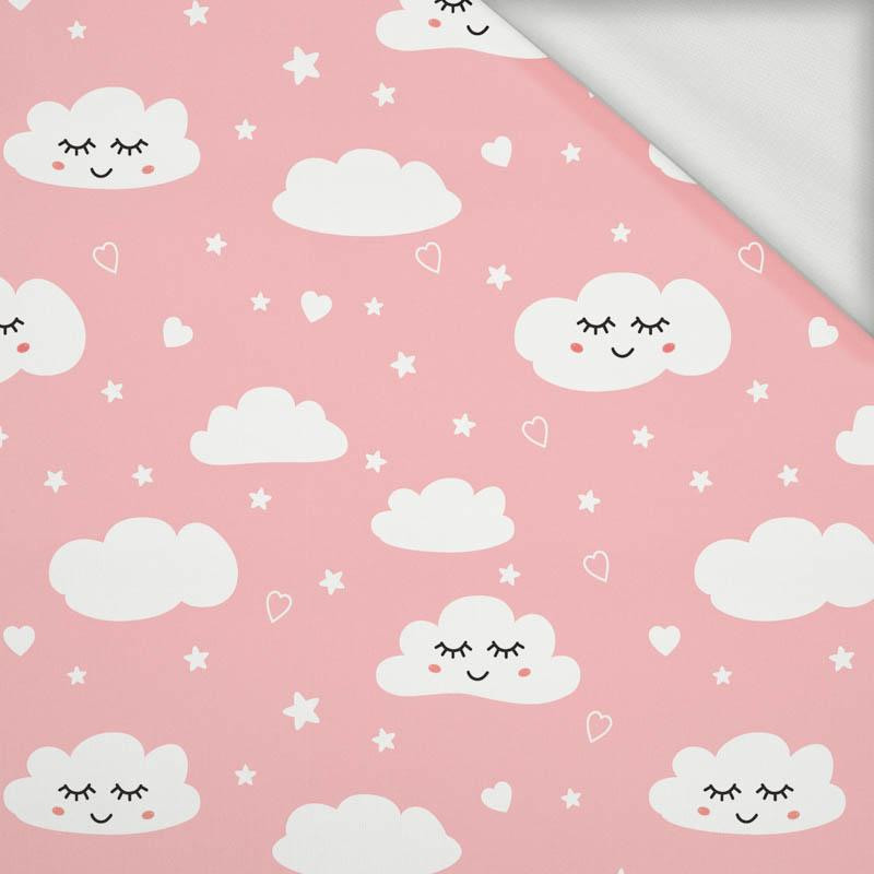 SLEEPING CLOUDS (PASTEL SKY) / salmon pink - looped knit fabric
