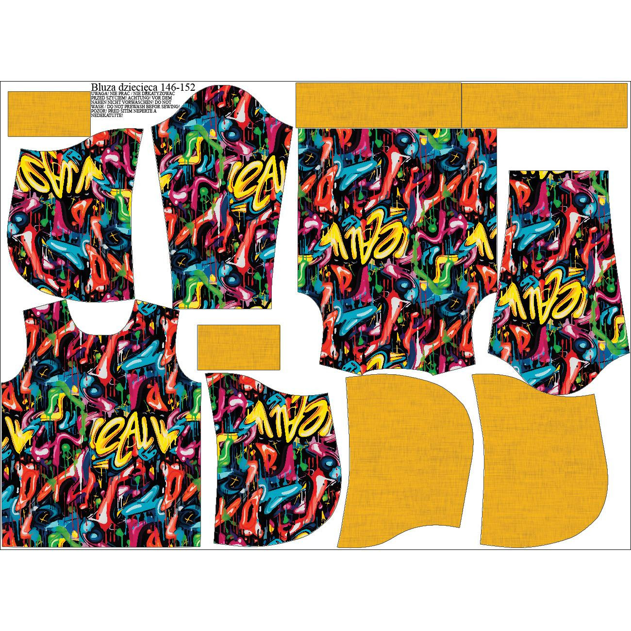 KID'S HOODIE (ALEX) -  STREET GRAFFITI WZ.7 - sewing set