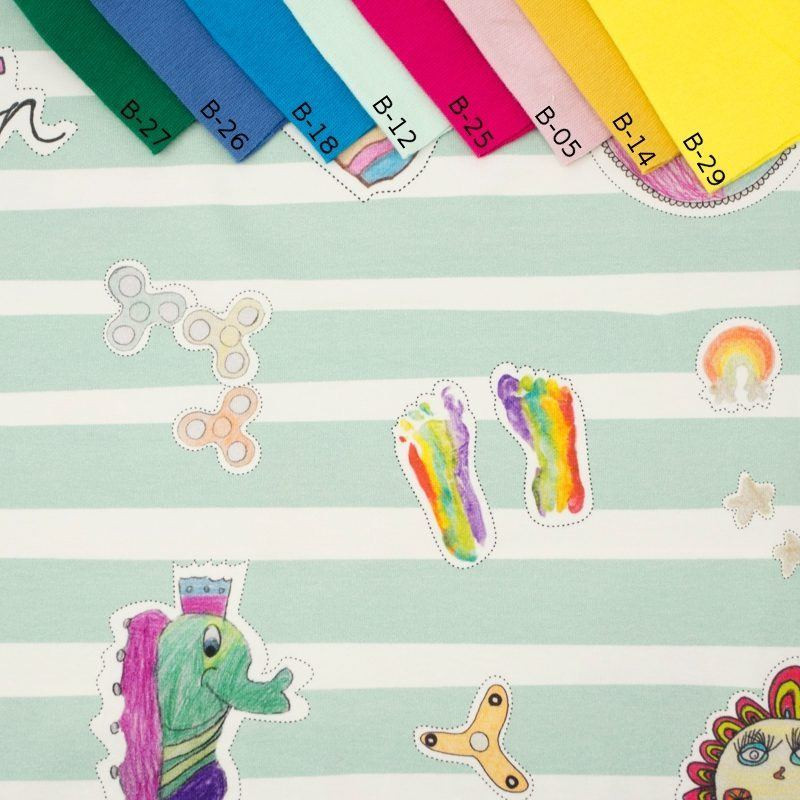 CHILDREN MIX / stripes white-mint - single jersey TE210