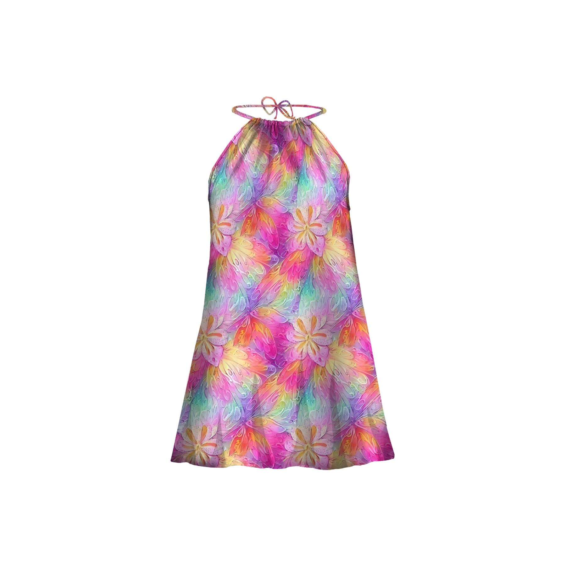 DRESS "DALIA" MINI - RAINBOW FLOWERS - sewing set