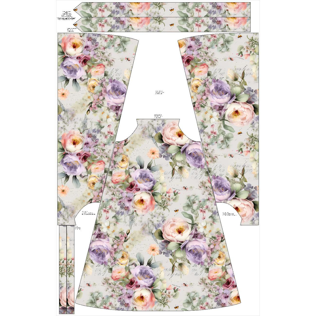 DRESS "DALIA" MAXI - VINTAGE FLOWERS pat. 15 - sewing set