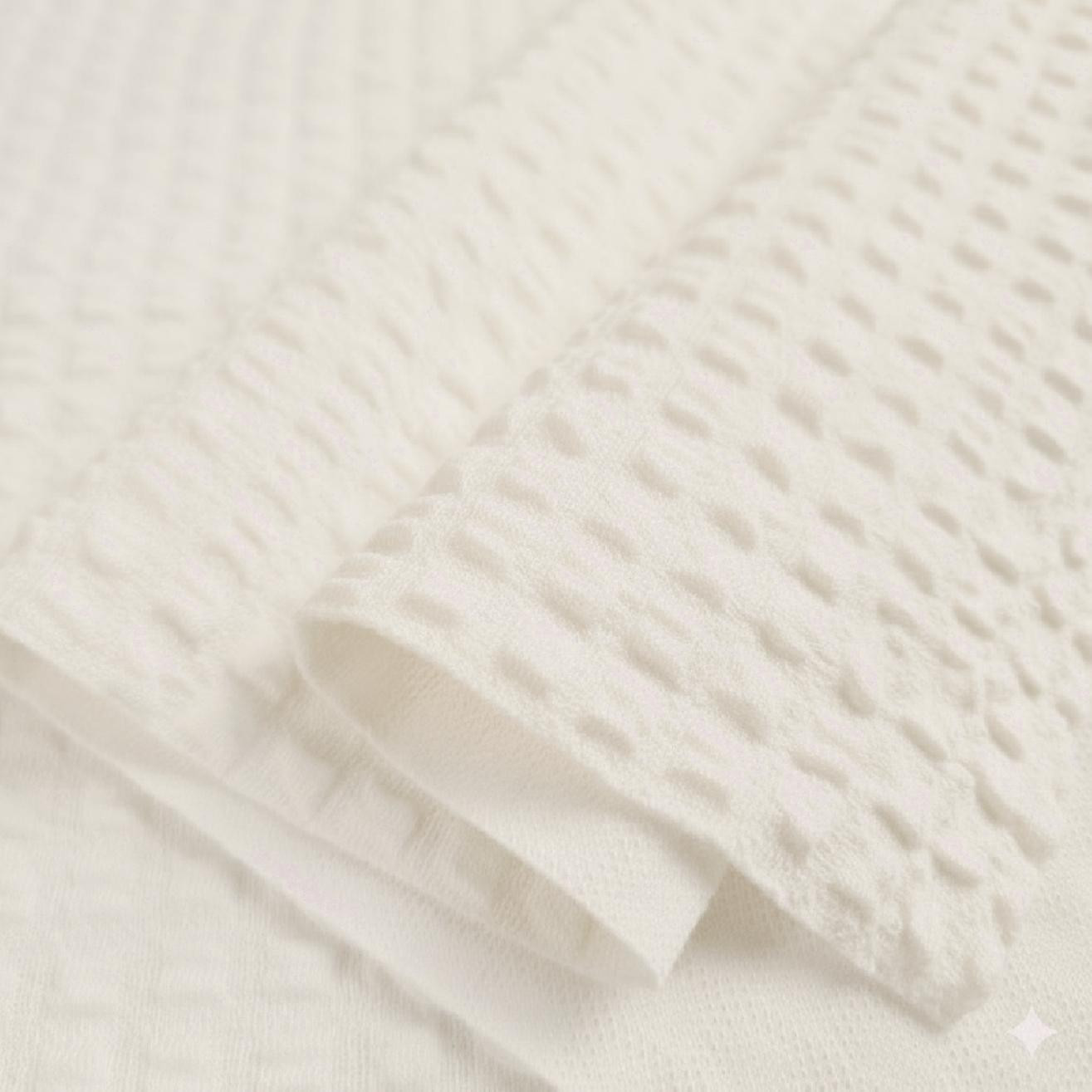 Cotton Waffle Knit Fabric - Cloud Dancer/ ECRU (D-02) 