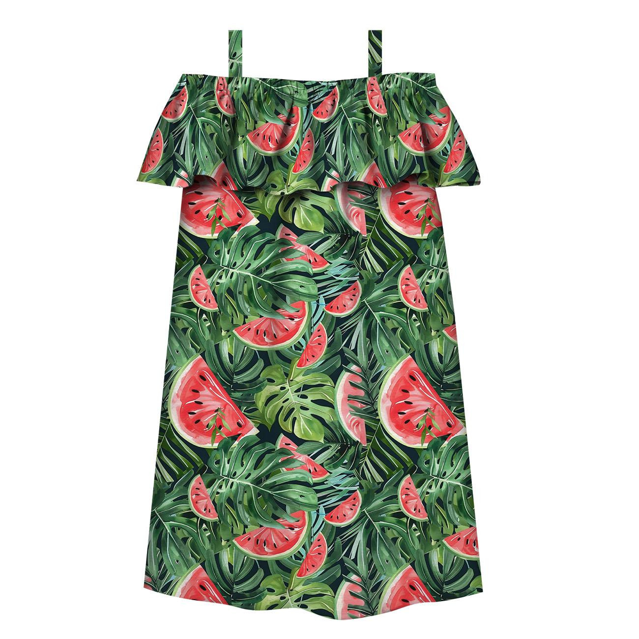 Bardot neckline dress (LILI) - WATERMELON wz.1 - sewing set