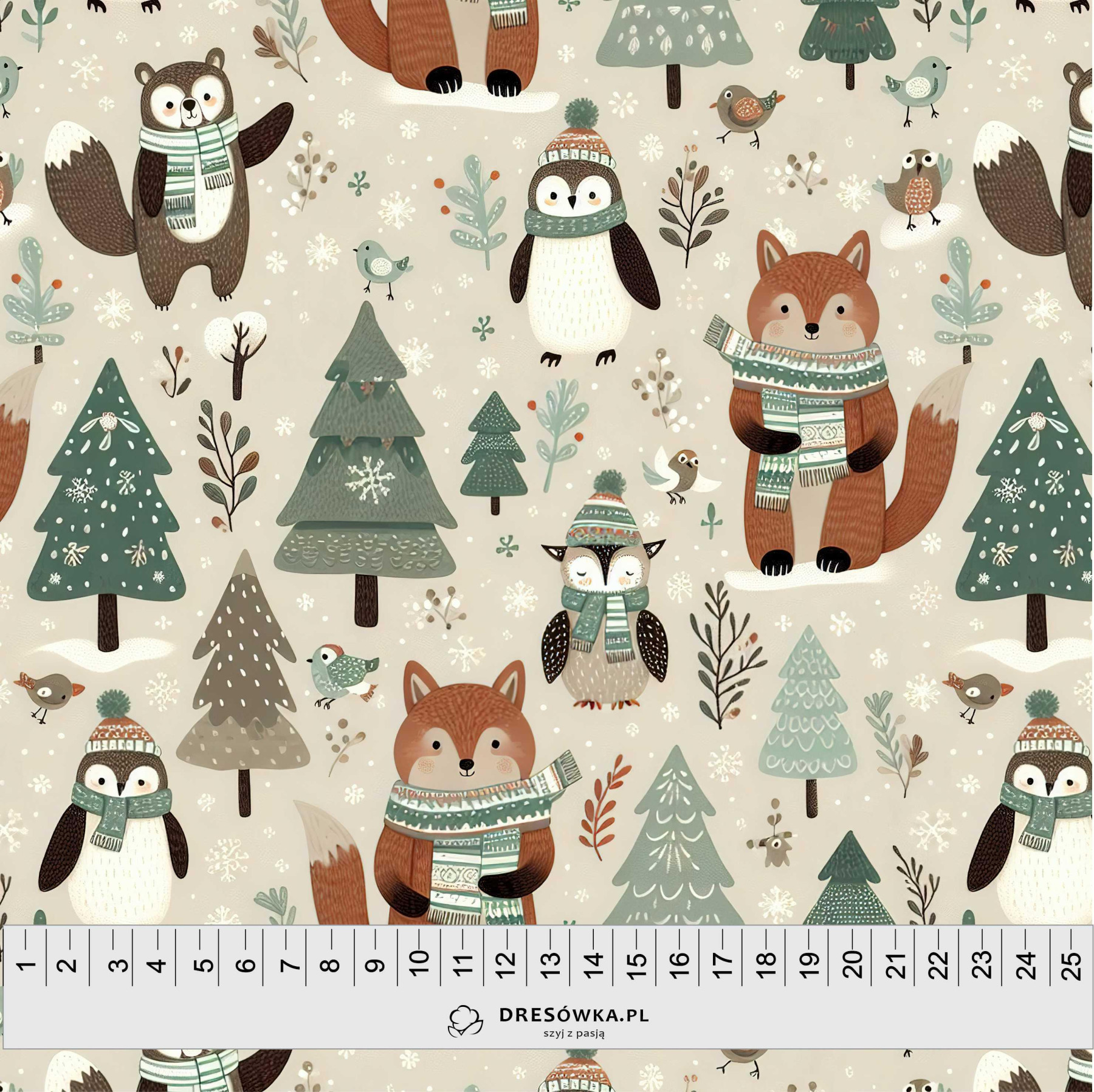 WINTER ANIMALS WZ.5 - Woven Fabric for tablecloths