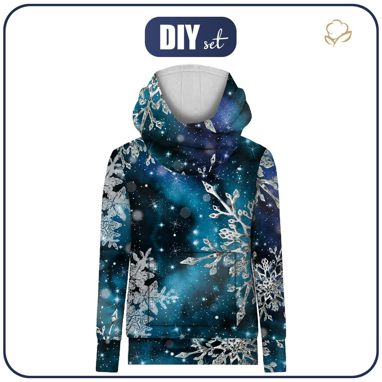 HYDROPHOBIC HOODIE UNISEX - WINTER GALAXY PAT. 2 - sewing set