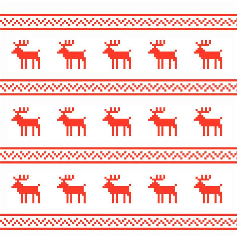 CUSHION PANEL - REINDEERS / red stripes