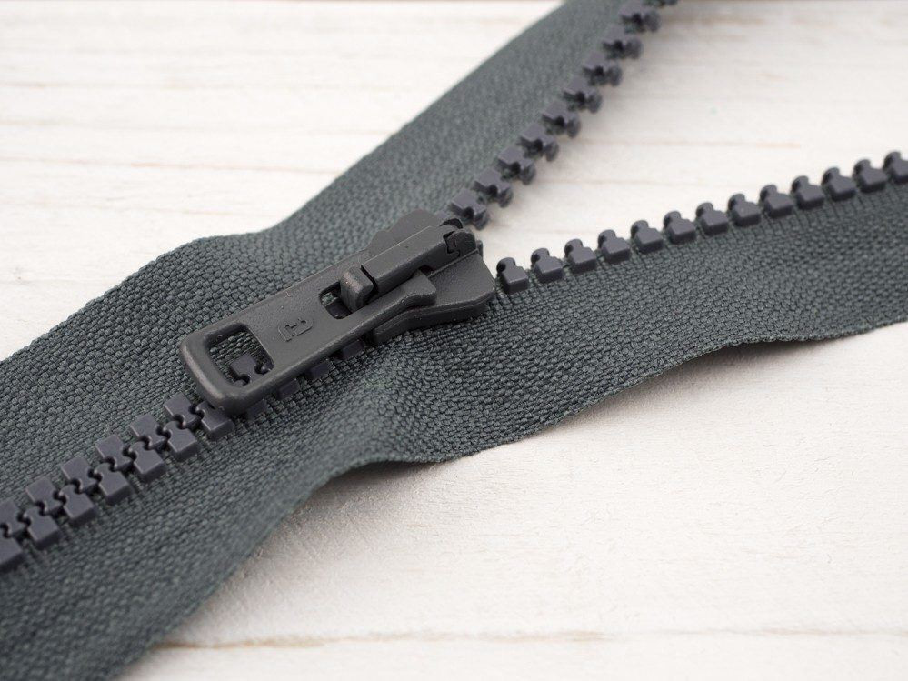 Plastic Zipper 5mm open-end 30cm - dark grey