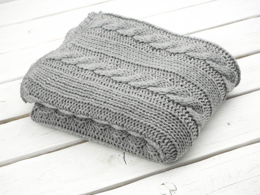 BLANKET (BRAID) / grey S - knitted panel
