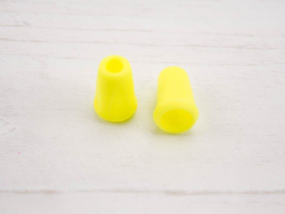 Plastic Cord Ends 17mm -  neon yellow