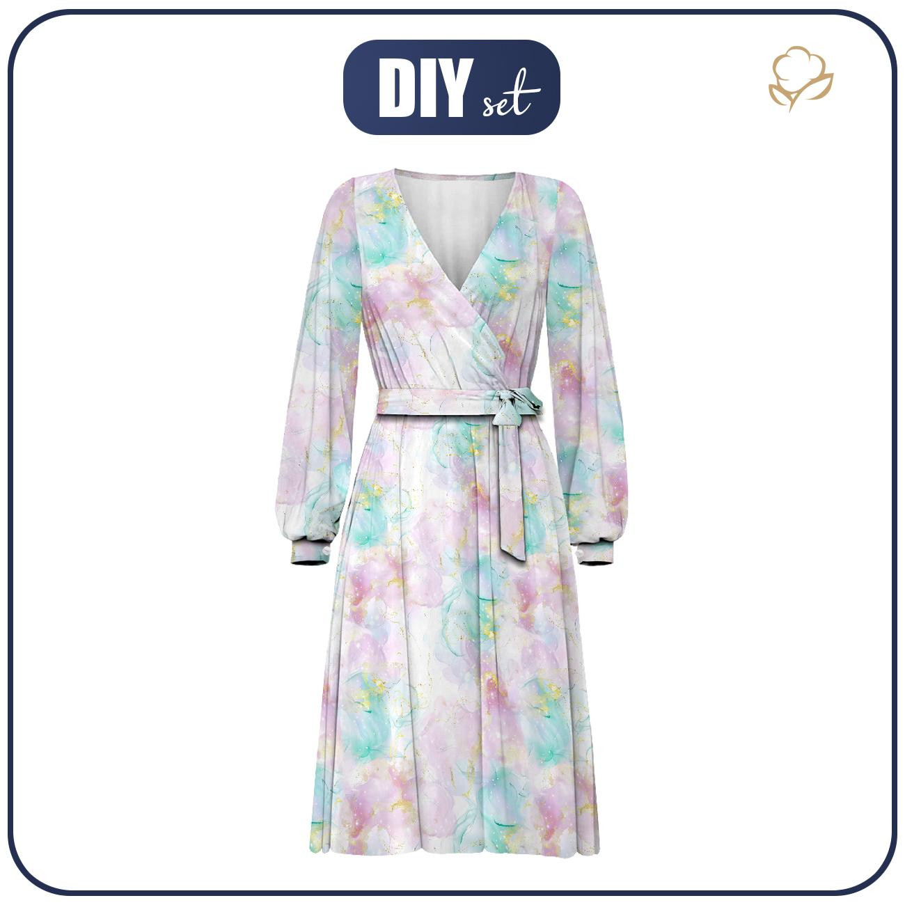 WRAP MIDI DRESS "BIANCA" (L) - ALCOHOL PASTEL WZ.1- sewing set 