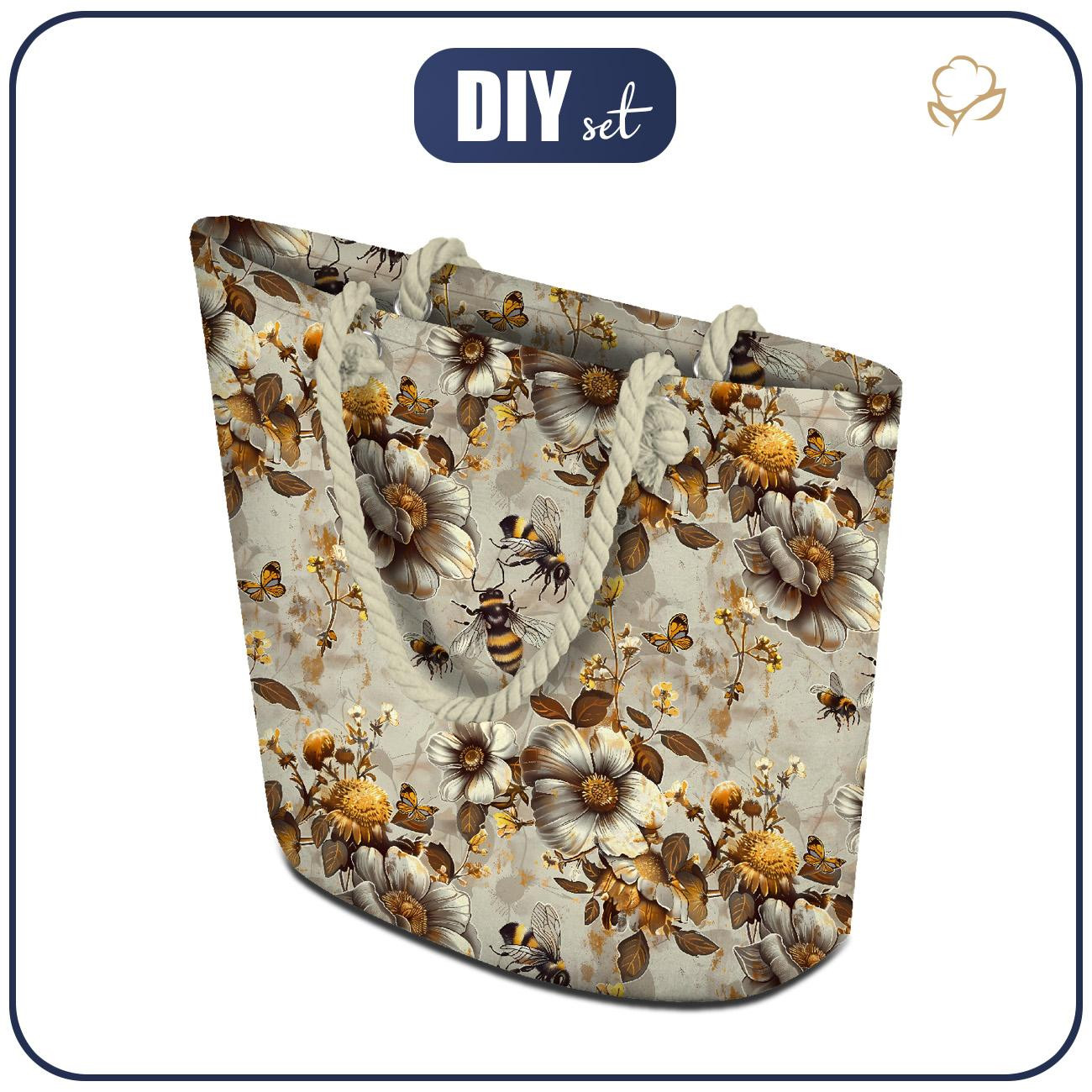 TOTE BAG - BEES & FLOWERS - sewing set