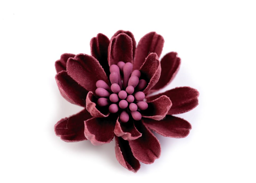 Cotton flower 3D applique - maroon