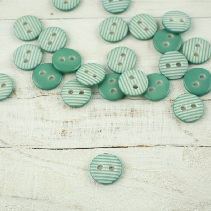 Plastic button with stripes small - modern mint