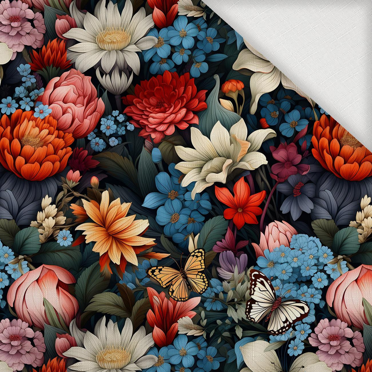 Butterfly & Flowers wz.10 - Woven Fabric for tablecloths