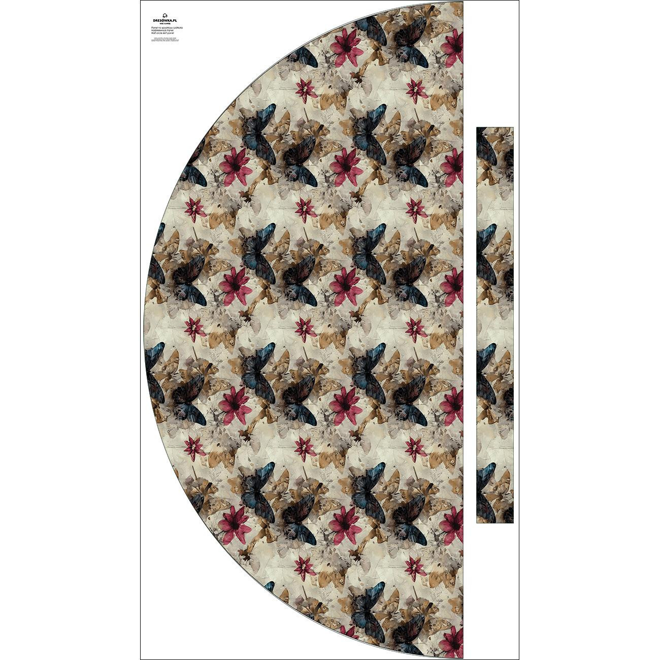 Skirt panel "MAXI" - Viscose jersey/ Butterfly & flowers wz.14
