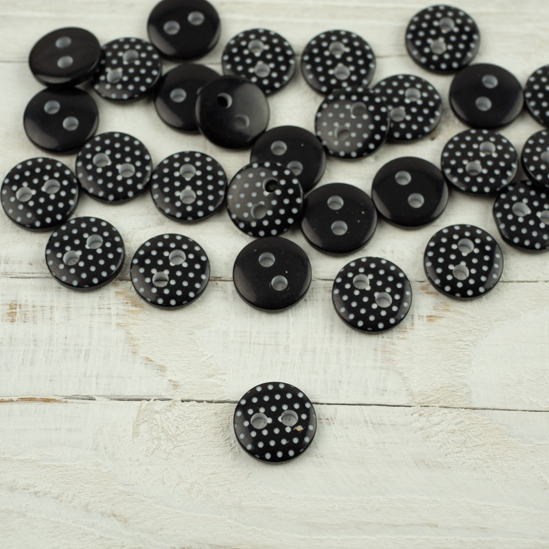 Plastic button with dots small - black