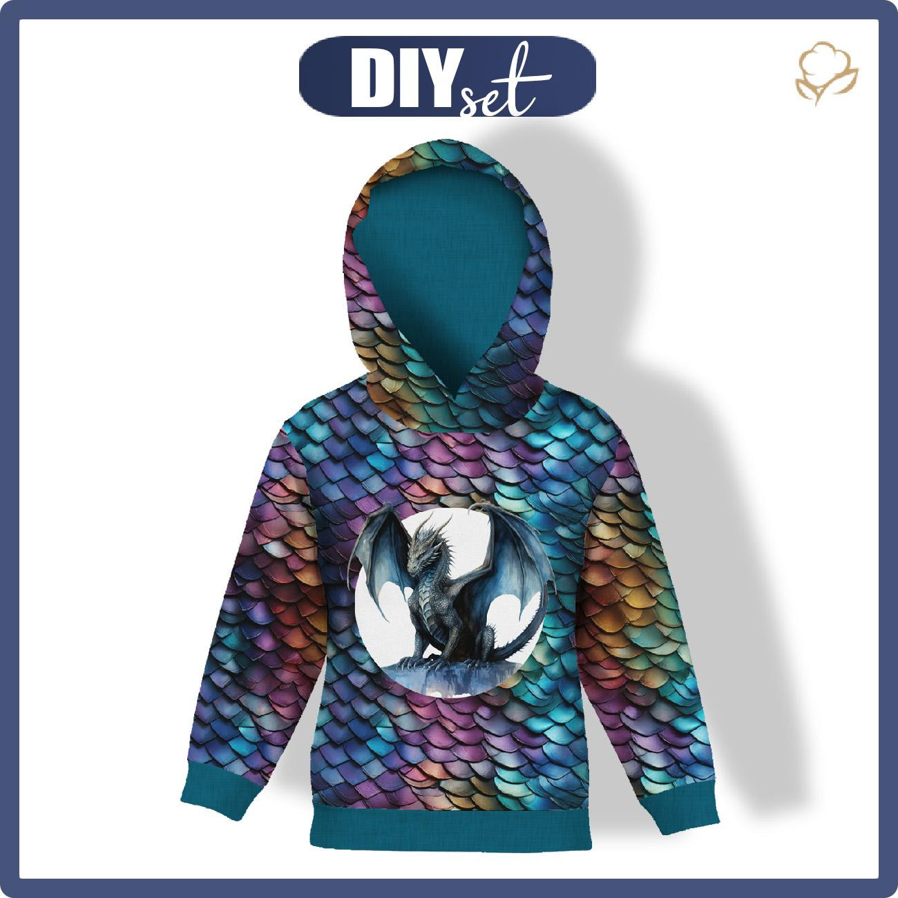 KID'S HOODIE (ALEX) - dragon rainbow - sewing set