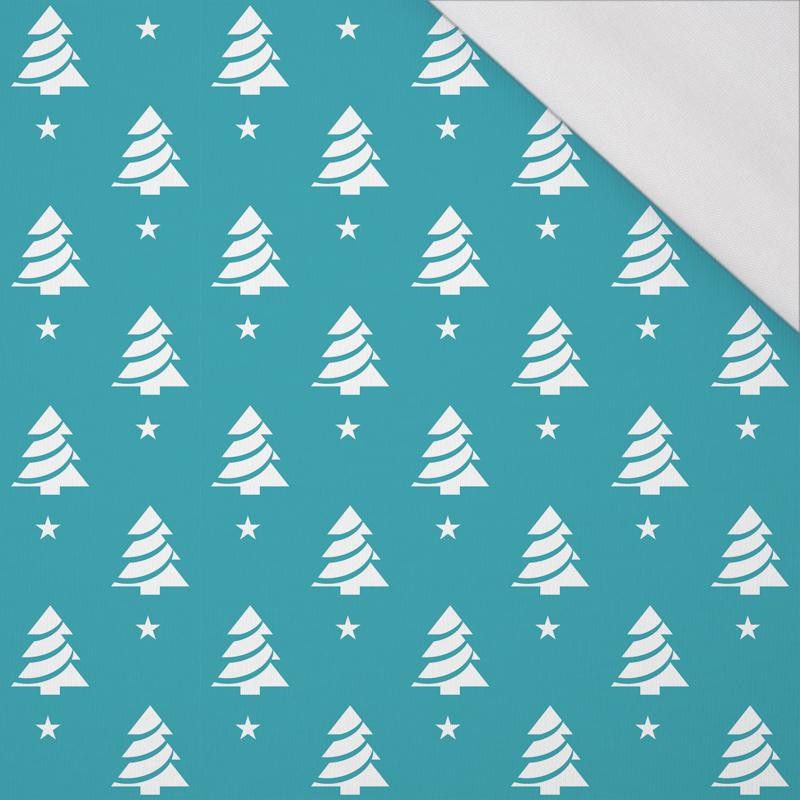 CHRISTMAS TREES WITH STARS / dark turquoise - single jersey with elastane 