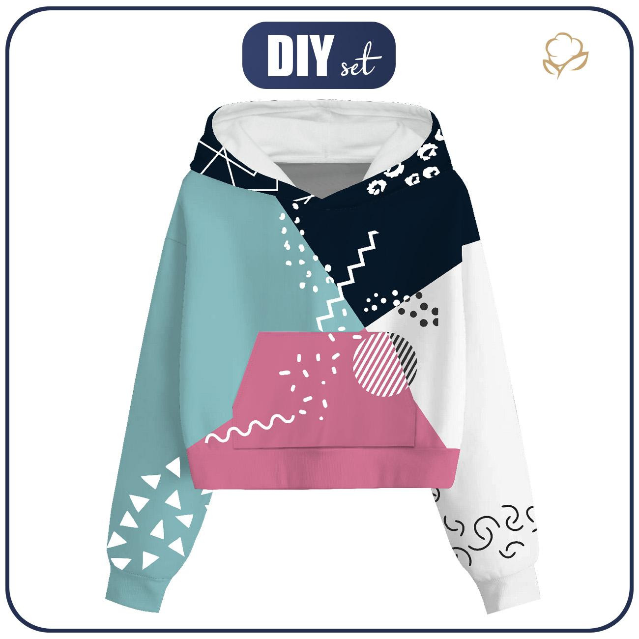 Cropped hoodie (IDA) - COLOR BLOCK pat. 5 - sewing set