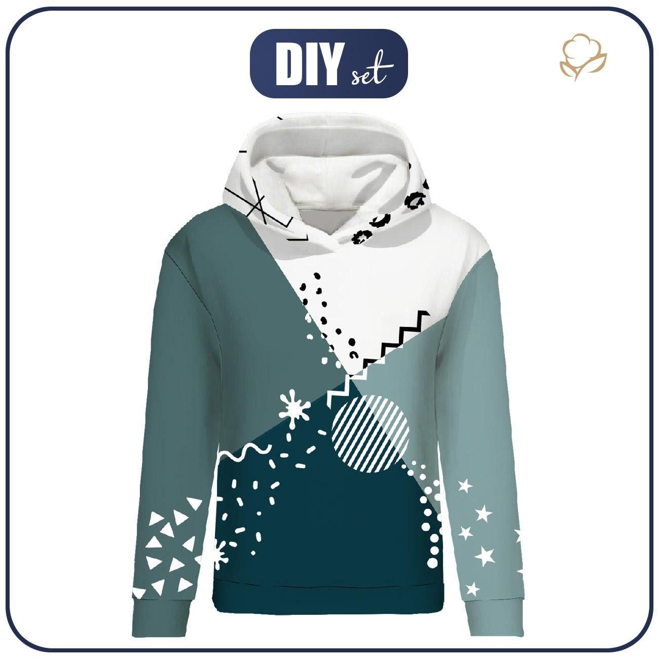 CLASSIC WOMEN’S HOODIE (POLA) - COLOR BLOCK pat. 6 - sewing set