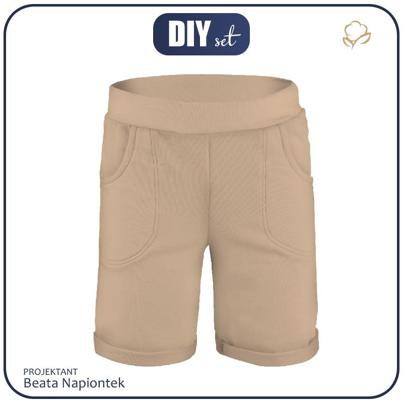 KID`S SHORTS (RIO) - HAZELNUT / beige - looped knit fabric 