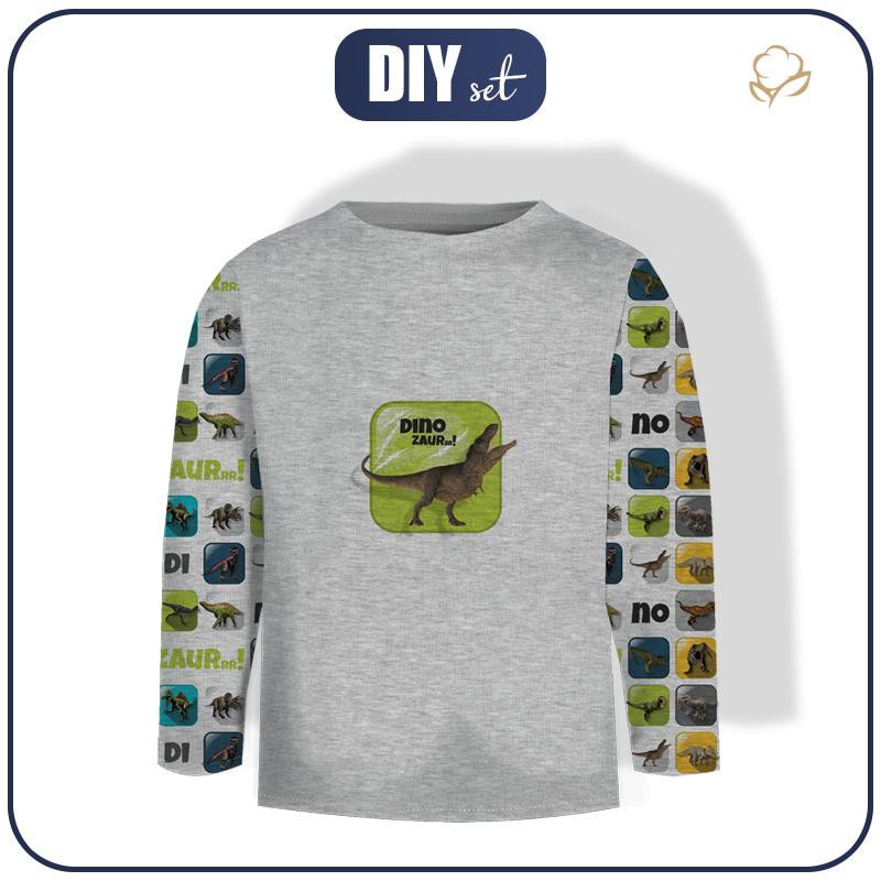 LONGSLEEVE - DINO TILES PAT. 3 / melange light grey - sewing set