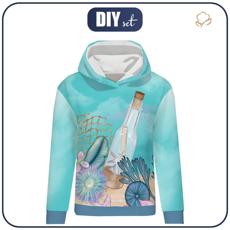 CLASSIC WOMEN’S HOODIE (POLA) - LETTER IN THE BOTTLE (WATER WORLD) - looped knit fabric 