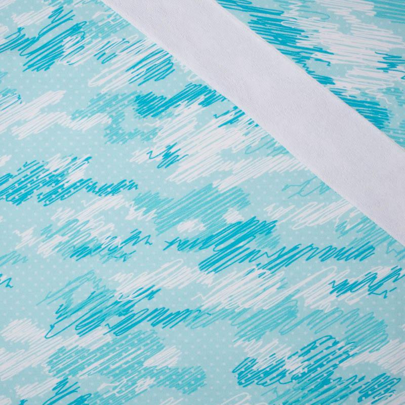 CAMOUFLAGE - scribble / light blue - looped knit fabric
