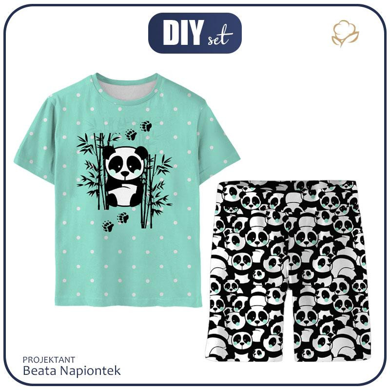 CHILDREN'S PAJAMAS "ADA" - PANDA / mint - sewing set