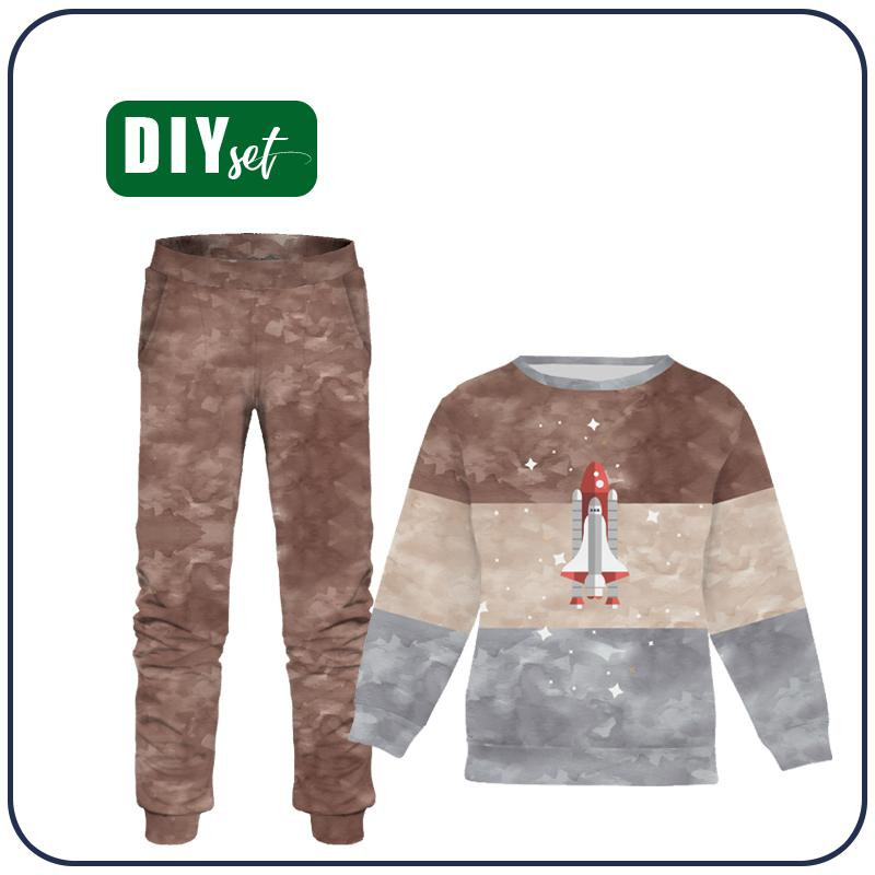 Children's tracksuit (MILAN) - SPACESHIP (SPACE EXPEDITION) / STRIPES - sewing set