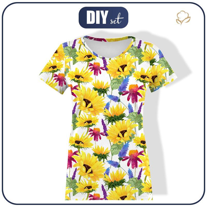 WOMEN’S T-SHIRT - SUNFLOWERS pat. 4 (BLOOMING MEADOW) - single jersey