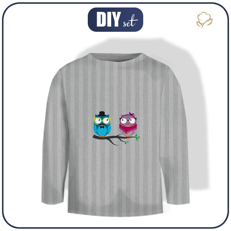 LONGSLEEVE - TWO OWLS / grey - sewing set