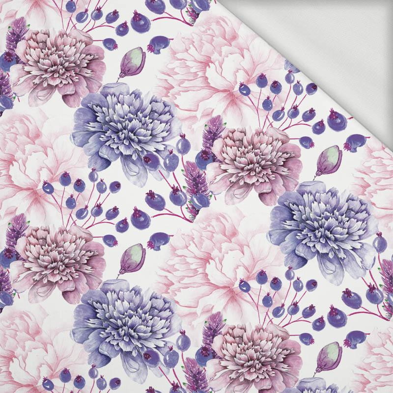 PURPLE PEONIES (IN THE MEADOW) - looped knit fabric