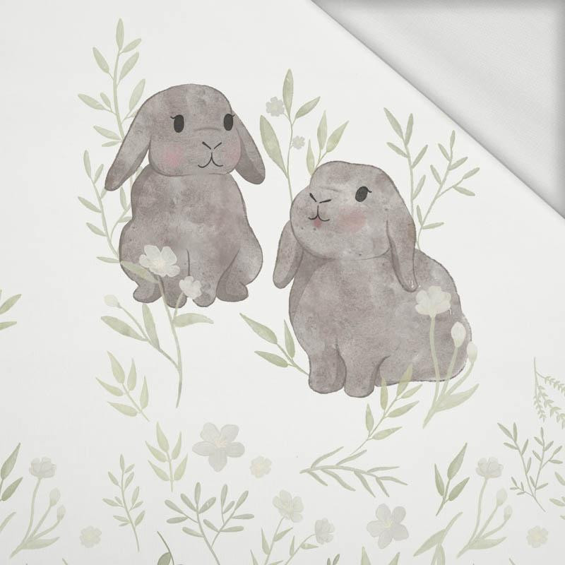 GREY BUNNIES (PASTEL BUNNIES) - panoramic panel looped knit (60cm x 155cm)