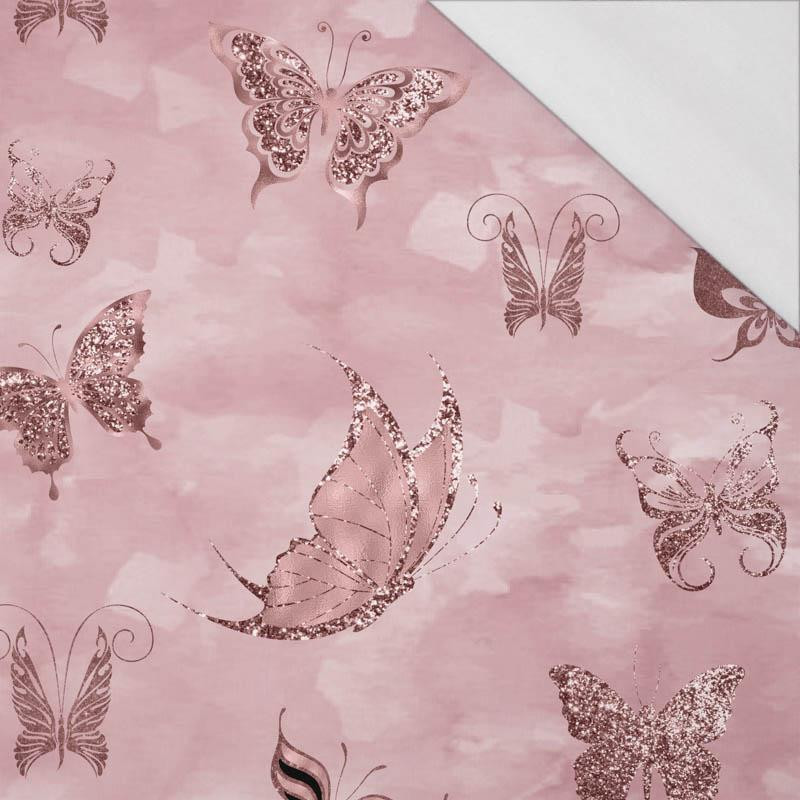 BUTTERFLIES (GLITTER BUTTERFLIES) / CAMOUFLAGE pat. 2 (rose quartz) - single jersey with elastane 