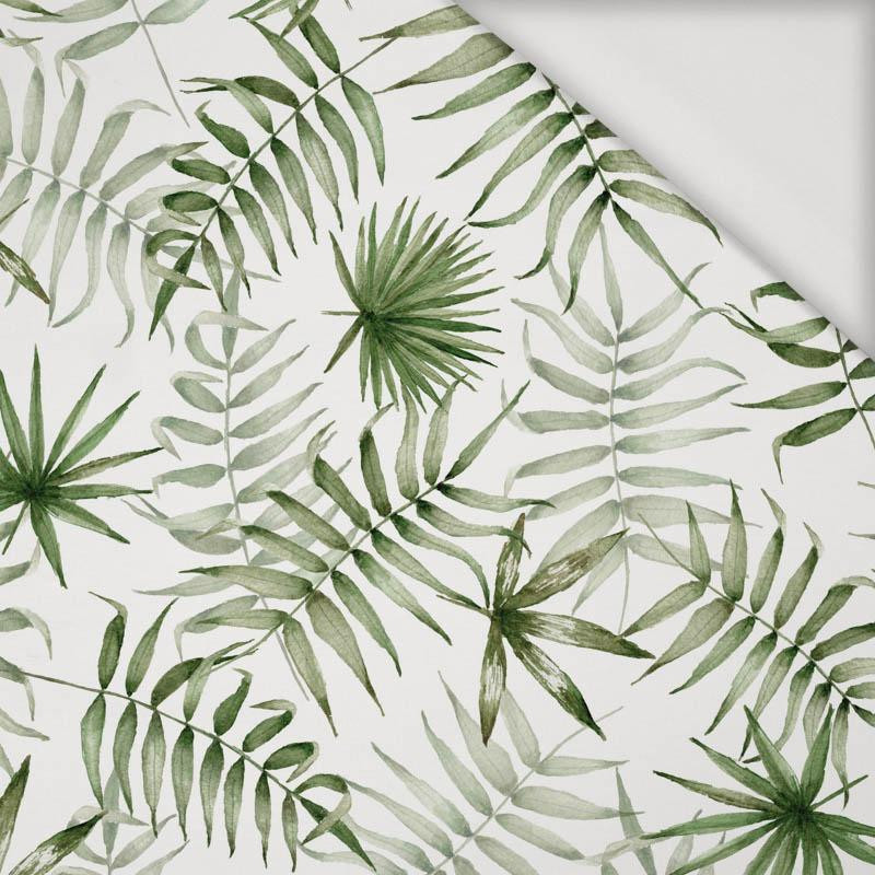 TROPICAL LEAVES pat. 3 / white (JUNGLE) - Viscose jersey