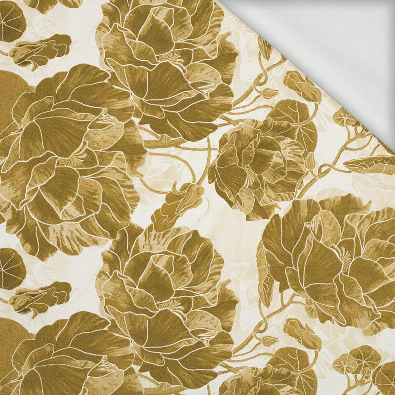 FLOWERS pattern no. 5 (gold) - looped knit fabric